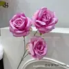 Flor de Rosa de 3 Cabeças Flor de Casamento Carro de Flores Cabeça Salão de Casamento Arranjo de Flores Parede Decoração de Casa Acessórios de Fotografia Floral Rosa
