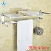 Estante para Toallas de Aluminio Espacial, Estante Plegable Móvil de Doble Capa, Estante de Almacenamiento para Baño con Ganchos, Estante para Toallas de Baño sin Taladro