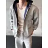Sudadera con capucha de punto grueso para primavera y otoño, unisex, holgada, adelgazante, contraste de color en la capucha, prenda exterior versátil