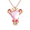 Fuente de joyería otoño e invierno nuevo chapado en plata piedra de hibisco doce signos del zodíaco chapado en oro rosa regalo de Navidad outlet de fábrica