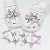 Acessórios DIY de Sapato Croc de Alta Qualidade Borboleta Azul Oceano, Decorações de Sapato com Flores 3D e Pérolas, Fivelas Decorativas de Sapato de Nicho, Adequado para Cosplay