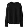 Novo suéter de tricô de cashmere liso para outono e inverno, gola redonda da moda, versátil para o trabalho, pulôver simples, suéter feminino de corte solto