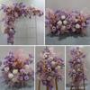 Decoración de boda por favor ordene fila de flores para banquete de boda área de bienvenida fondo de escenario de boda flor decorativa simulación arco floral sala de bodas