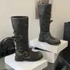 Botas de caña alta con punta redonda, nuevo estilo nicho vintage 2026, primavera y otoño, tacón grueso, botas con hebilla de cinturón, versión coreana de botas de caballero