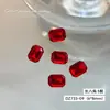 Rinestones Súper Brillantes Rojos para Uñas, Cubo de Azúcar, Corazón Inclinado, Cristales Cuadrados Gruesos con Base Cónica, Rinestones Rojos Chinos Versátiles de Lujo Ligero para Uñas