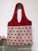 Bolsa Roja para Mujer, Salida de Invierno, Bolso Tejido Estilo Perezoso, Bolso de Hombro de Punto para el Viaje Diario, Bolsa de Compras, Gran Capacidad