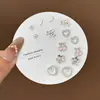 Set Semanal de Pendientes de Nicho Estilo Coreano, Pendientes Lindos y Compactos de Aleación Electroplateada con Pedrería, Venta al por Mayor