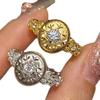 Entrada Francesa Luxo Retrô Estilo Bucci Escovado Escultor Anel Floco de Neve Vazado Sentido Avançado Cravejado de Diamantes Anel Elegante de Nicho