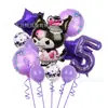 Nuevo Paquete de Globos de Látex con Lentejuelas Impresión de Película de Aluminio Morado Boca Riendo Kulomi Globo Digital de 32 Pulgadas para Arreglo de Cumpleaños