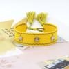 Pulseira de tecido trançado com rebite de estrela de cinco pontas em liga de prata para joias transfronteiriças, pulseira de pulso com franja de estrela de personalidade