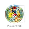 Set de Fiesta de Cumpleaños de Pokemon Pikachu, Banderín de Pokemon, Platos de Papel, Decoraciones para Cupcakes, Decoraciones de Mantel