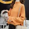 Outono e Inverno Suave Preguiçoso Gola Alta Meia Manga Feminino Suéter Estilo Coreano Solto Estudante Doce Celebridade Cyber Base Suéter