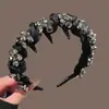 Faixa de Cabelo Preta de Cano Alto para Mulheres com Dentes, Faixa de Cabelo Fofa, Novo Estilo 2026, Sensação de Luxo, Uso Diário, Grampo de Cabelo com Strass