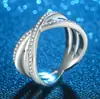 Anillo de Platino con Diamante Cruzado Best-Seller al por Mayor en Aliexpress Transfronterizo en Stock para Entrega Inmediata