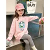 Camiseta de algodão puro de manga comprida para meninas, novo estilo primavera e outono, blusa interna casual com desenho fofo para crianças mais velhas, camiseta básica infantil
