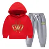 Conjunto de Suéter con Capucha para Niños Otoño e Invierno 2023 Estilo Occidental Nuevo para Niños Medianos y Grandes Ropa de Invierno Gruesa y Cálida con Forro de Felpa