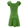 Vestido puff manga bufante com textura jacquard tridimensional estilo férias, novo lançamento verão 2026 slim fit curto para baixinhas