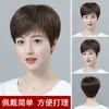 Peluca para Madres de Mediana Edad y Mayores, Cabello Liso, Gorro Transpirable, Peluca Natural y de Moda, Cabello Real, Cabello Corto sin Costuras, Peluca Completa para Mujeres