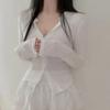 Coreia do Sul Dongdaemun Novo Produto Embeleza o Corpo ~ Camiseta Cardigan Corporal Mostrada com Gola de Cisne Suave e Confortável