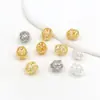 Relleno de Oro de 14K Color Duradero Micro-Pavimentado Circonita Bola Ovalada Calada Cuentas Espaciadoras DIY Pulsera de Cuentas Sueltas Collar Accesorios de Joyería C45