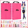 Direto do Fabricante Guarda-Roupa de Vestir Rosa da Barbie para Crianças Vestido de Casamento Casa de Bonecas Brinquedo Conjunto de Presente de Aniversário