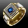 Moda Europeia e Americana Tendência Novo Estilo Anel com Zircônia Azul Inlaid Joias Atacado