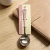 Cuchara redonda de acero inoxidable con estampado de dibujos animados auténticos de Hello Kitty, linda y portátil para uso doméstico y estudiantes
