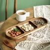 Caja de almacenamiento con compartimentos de madera de acacia directa de fábrica plato para aperitivos de hotel compartimento para aperitivos de frutas secas para el hogar plato para aperitivos