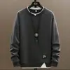 Moletom masculino gola redonda para primavera e outono, resistente, sem capuz, manga longa, estiloso e durável, camiseta básica para homens, roupa de estudante