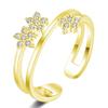 Anillo Estrella de Cinco Puntas Abierto Estrella Brillante Anillo Chapado en Platino Anillo con Forma de Flor Moda Flor Floreciendo Anillo Anillo de Cola