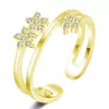 Anillo Estrella de Cinco Puntas Abierto Estrella Brillante Anillo Chapado en Platino Anillo con Forma de Flor Moda Flor Floreciendo Anillo Anillo de Cola