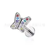 Brincos Borboleta de Titânio F136 com Zircônia Orelha de Gato Lábio Unha Osso da Orelha Liga de Titânio G23 Corpo de Liga de Cobre Brincos para Piercing