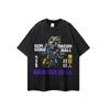 Camiseta de Manga Corta para Hombre y Mujer Estilo Americano Hiphop con Estampado de Dibujos Animados Callejeros Japoneses, Resistente, Lavado Antiguo