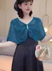 Xale de Tricô de Alta Qualidade Roupa Externa Feminina Gola Alta Preguiçosa Sneak com Moda Saia Lápis Cheongsam Blusa Ondulada para Ambiente com Ar Condicionado