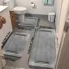 Set de Tres Piezas de Terciopelo de Coral Absorbente de Agua y Aislante Térmico para Baño del Hogar Alfombra Antideslizante en Forma de U Alfombra de Piso para Baño Transfronteriza Temu