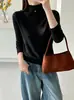 Suéter de punto para mujer con cuello semi-alto, suéter de terciopelo Andy otoño/invierno corte ajustado, suéter suave y acogedor, capa base elegante con cuello camisero