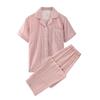 Conjunto de Pijama de Pareja de Algodón 100% Doble Capa de Gasa Estilo Japonés Muji Nishikawa de Manga Corta y Pantalón Largo Ropa de Casa Simple de Alta Calidad a Cuadros