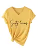 Sixty licious Amazon eBay site independente casual confortável simples feminina gola V manga curta camiseta camada base