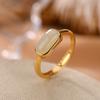 Anillo de plata de ley S925 con diseño de ciervo, chapado en oro, jade hetiano natural, sencillo y elegante, abierto, brillante y a la moda.