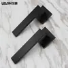 Cerradura Cuadrada Minimalista Personalizada para Puerta de Dormitorio con Manija Separada, Cerradura de Puerta Negra Universal con Operación Magnética Silenciosa para Puertas de Habitación
