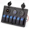 Interruptor Basculante Combinado 6 Posições para Iate, RV, Marinho com Duas Portas USB 3.1A e Voltagem