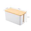 Funda con imitación de veta de madera de pomelo Caja de almacenamiento para enchufes Organizador de cables Hub para computadora Caja de almacenamiento para regletas Caja Hub Coreana
