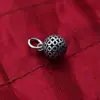 Colgante de bola redonda hueca de plata de ley S925, charm de bola, material DIY hecho a mano, para ensartar cuentas, accesorios para pulseras