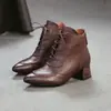 Botines Retro Británicos Nuevos Otoño 2026 Jiezhou, Piel de Vaca de Capa Superior, Tacón Grueso, Diseño con Cordones, Zapatos de Mujer de Moda