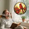 Colgante de Vidrio de Color Cruz Señor Gorrión Rojo Adorno de Vidrio para Colgar en Casa Decoración de Ventana Atrapasoles para Jardín