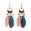 Pendientes Largos de Plumas Bohemios Transfronterizos Cadena Personalizada Pendientes Retro para Viajes de Vacaciones Joyería al por Mayor Europea y Americana