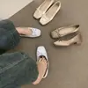 Sapatos de vovó versáteis e confortáveis para o dia a dia, sem cadarço e com bico quadrado, sapatilhas de cetim estilo francês, brisa suave da noite, para mulheres