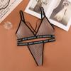 Conjunto de ropa interior de algodón con hilo de comercio exterior para mujer, estilo deportivo, sexy, estilo francés, copa triangular en forma de T, que envuelve el pecho.
