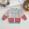 Nuevo cárdigan para niño para primavera y otoño, chaqueta de punto infantil jacquard 100% algodón puro, suéter infantil colorido Clase A