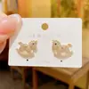 Brincos de Cavalo com Zircônia Micro-Pavimentada Estilo Coreano para Mulheres, Design Personalizado, Brincos com Pino de Prata para o Dia a Dia, Brincos Versáteis e Doces